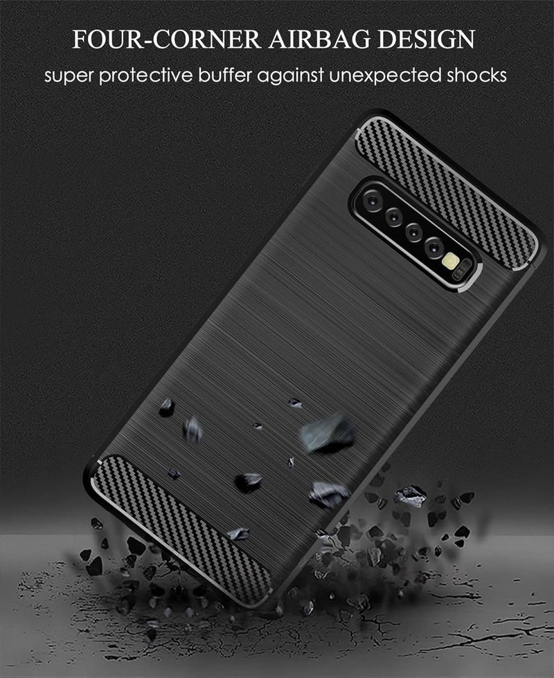 Aikcks for Samsung Galaxy S10+Plus 5G Phone case, Shockproof, Scratch Resistant Carbon Fiber Jacket, Soft TPU, for Galaxy S10+Plus 5G case (Black,) - Image 3